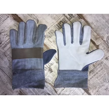 Farmer kertész/munkás kesztyű farmerből és bőrből